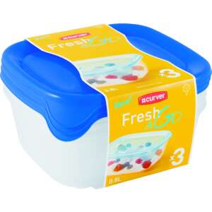 Curver Fresh & Go 3x0.8L Square Food Container Set with Blue Lid - Curver Food storage container