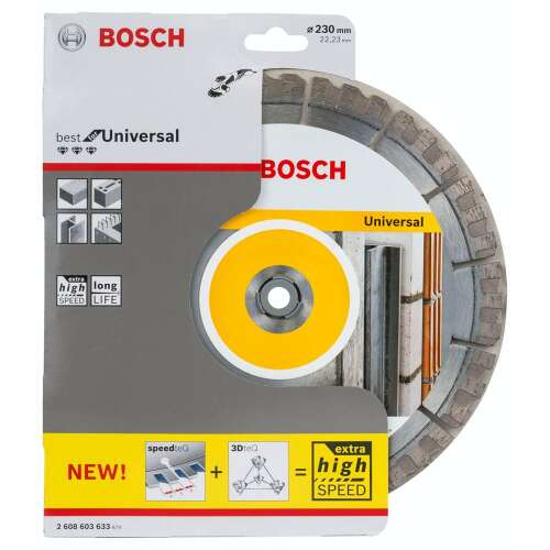 Disc de tăiere cu diamant Bosch 2 608 603 633, 230mm, universal, pentru beton, zidărie și piatră