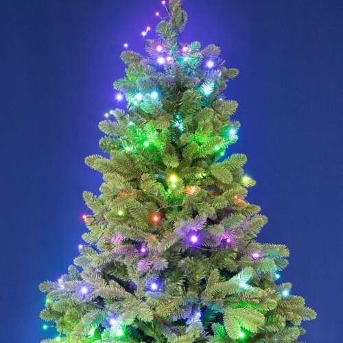 iSparkle RGB LED string lights decorating a Christmas tree