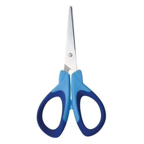 NEBULO Schere für die Schule, blaue ergonomische Schere, 14 cm, Klingen aus rostfreiem Stahl