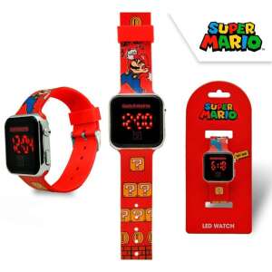 Super Mario LED watch with red silicone strap and Super Mario characters printed on the strap - Fashion & Clothing