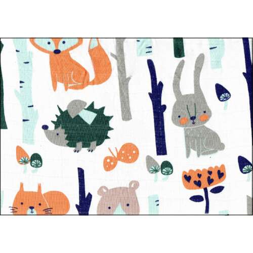 LittleONE by Pepita minőségi Textil pelenka 55 x 80 cm - Erdei állatok #fehér