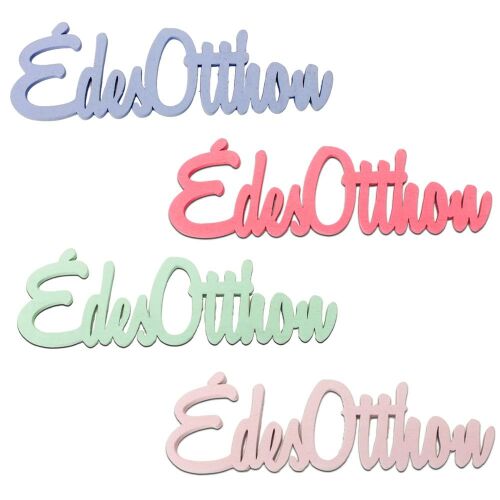 Négy darabos Édes Otthon fa felirat készlet pasztell színekben