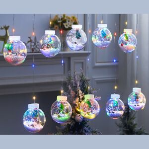 Christmas Tree/Karácsonyfás Gömbök Fenyőtobozzal, 3m, LED függöny/fényfüzér, összefűzhető, 8 világítási mód, 10db gömb, színes 144817380 - Nonbrand Fényfüzér