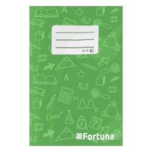 Fortuna A/5 glattes Notizbuch, 32 Seiten, grüner Einband mit Schuldesign - Fortuna
