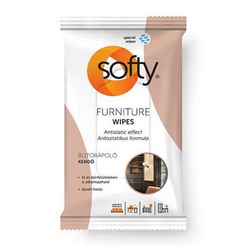 Șervețele umede pentru mobilier Softy, 40 bucăți, efect antistatic, pentru suprafețe din lemn și piele
