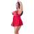 Nő Cottelli Curves Plus Size piros csipkés babydoll hálóingben oldalnézetből