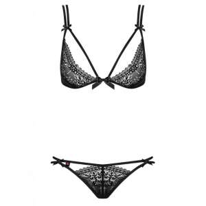 Obsessive Intensa schwarzes Spitzen-Dessous-Set, bestehend aus BH und Höschen mit zarten Details und Schleifen - Kleidung für Frauen