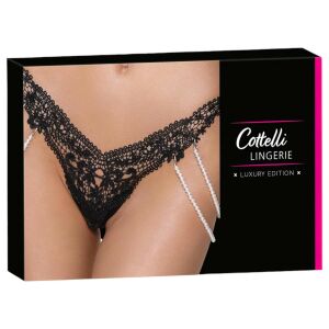 Cottelli - luxury, embroidered beaded thong (black) 138566003 - Erotic lingerie