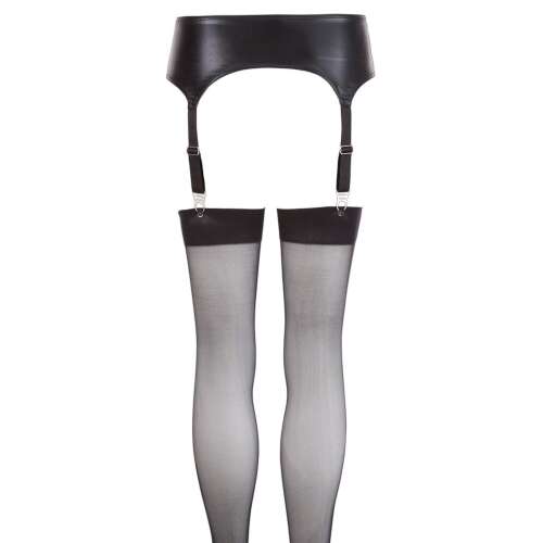 NO:XQSE Harisnyatartó öv, fekete, fényes, állítható pántokkal, harisnyához