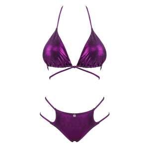 Obsessive Balitta - błyszczący, halterowy bikini (fioletowy) widok z przodu - Obsessive