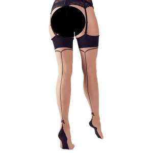 Cottelli Legwear Strumpfhose mit Rückennaht und Schleife, Nude-Farbe - Cottelli