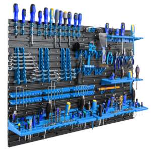 Botle Tool Wall with 64 Holders 115x78cm #black-blue