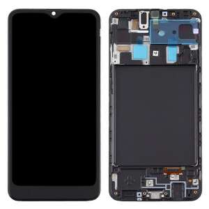 Samsung A205F/M107 Galaxy A20 / M10s fekete gyári LCD+érintőpanel kerettel 63037197 
