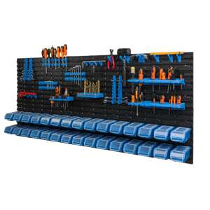 Botle Tool Wand mit 44 Halterungen und 30 abschließbaren Boxen 172x78cm #schwarz-blau