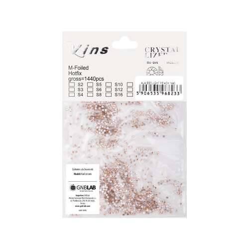 1440 darabos világos őszibarack színű ss3 méretű strassz, M-Foiled Hotfix a Vins-től