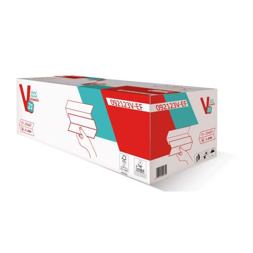 V-gefaltete Handtücher 2-lagig, Weiß, 21x23cm, 100% Zellstoff, 10x220 Blatt/Karton