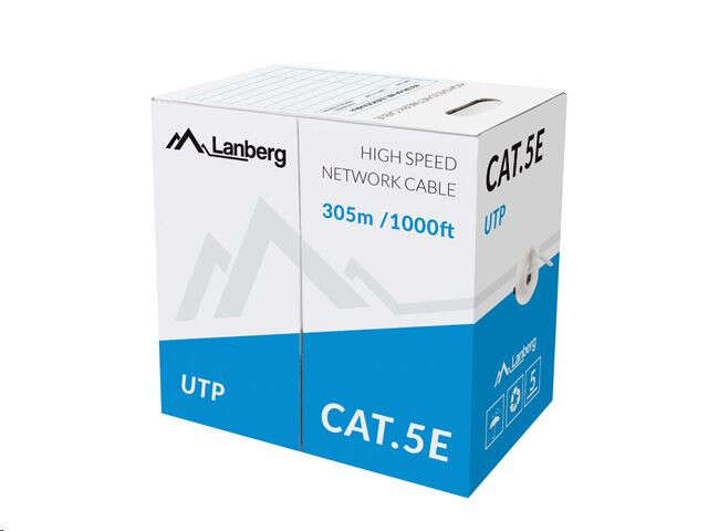 Cablu de retea, Lanberg, UTP, Cat.5e, 305 m, Gri (LCU5-11CC-0305-S) (LCU5-11CC-0305-S)