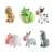 Set of 6 LED animal keychains, featuring monkey, frog, cow, sheep, donkey, and cat designs. Each keychain lights up and makes sound.