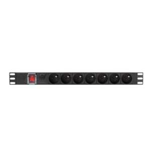 Lanberg PDU-07E-0200-IEC-BK 19 inch 1U 10A 7 outlet 2 meter rack power distribution unit black - Lanberg Rack Cabinet Accessory