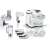 Bosch MUMS2TW30 stand mixer accessories, including a blender, food processor, and meat grinder