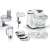 Bosch MUMS2TW30 stand mixer accessories, including a blender, food processor, and meat grinder