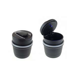 Schwarzer Aschenbecher für Autos mit LED-Licht, universell - AMiO