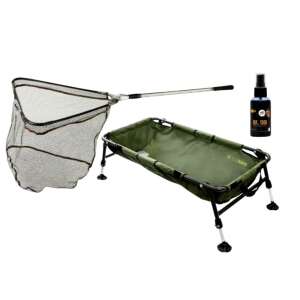 Pontybölcső szett, tartalmazza a merítőhálót, a bölcsőt és a halápoló spray-t - Halvédelem