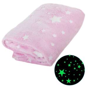 Rózsaszín, csillagos, sötétben világító takaró, 150x200cm - Ágytakaró