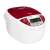 Tefal RK7051 multifunction electric cooker, white and red, angled view