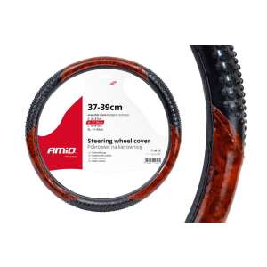 AMiO SWC-11-M kormányvédő, 37-39cm, barna bőrhatású, fekete gumis fogantyú - AMiO