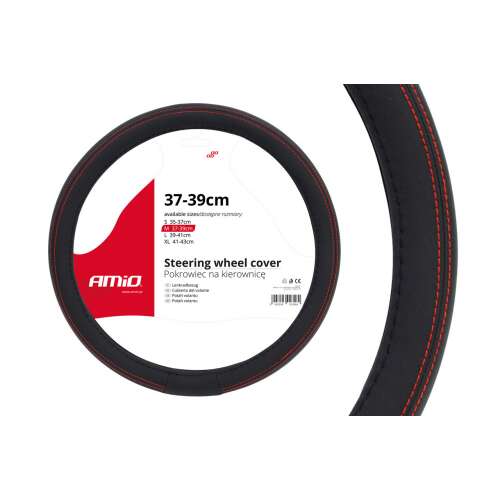 AMiO SWC-01-M kormányvédő, fekete piros varrással, 37-39cm