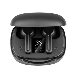 Tracer T2 fekete TWS Bluetooth fülhallgató töltőtokban, digitális kijelzővel - Tracer