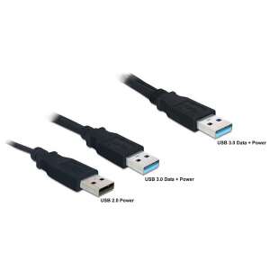 DeLock DL82908 USB 3.0-A apa -&gt; USB 3.0-A apa + USB 2.0-A apa kábel 48327397 