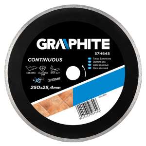 Graphite 250x25,4mm kontinuierliche Diamanttrennscheibe für Keramik, Nass-Schnitt, EN13236 - Graphite