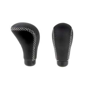 AMiO GSK11 Bőr Váltógomb - Fekete, Fehér Varrás