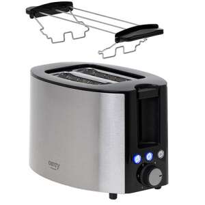 Camry CR 3215 2-slice toaster with crumb tray, stainless steel and black finish - Toaster and Blender
