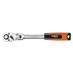 NEO 1/2 inch drive ratchet wrench, 285 mm long, chrome vanadium steel, 72 teeth, 180 degree swivel head, reversible, with grip - Neo