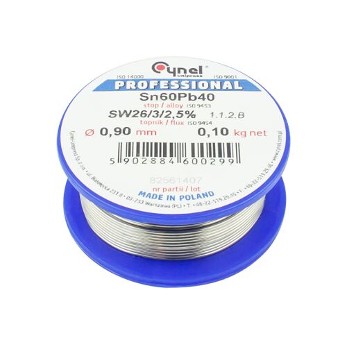 Cynel Professional Sn60Pb40 Drut lutowniczy, 0.90mm, 100g