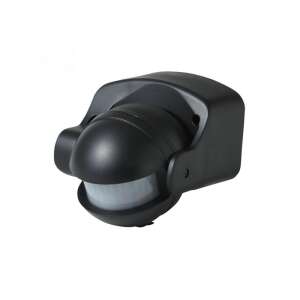 Outdoor PIR motion sensor, black, 180 degree detection angle, 12m detection range, adjustable sensitivity and timer - Motion Sensor
