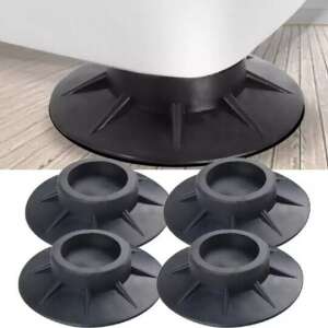 Set of 4 black rubber anti-vibration pads for washing machines, 10cm diameter - Washing Machine Accessory