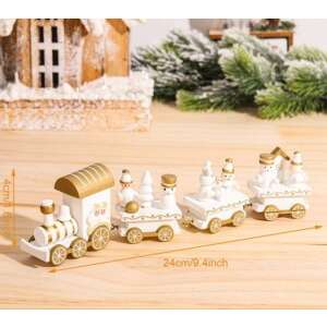 White wooden Christmas train with gold accents, perfect for decorating your Christmas tree or mantel - Nonbrand Christmas Decoration