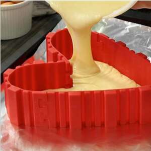 Červená silikónová forma na tortu, tvar srdca, nastaviteľná, na pečenie koláčov, pečiva, dezertov - Nádoby na varenie a pečenie