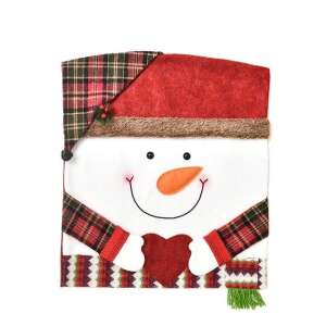 Snowman Christmas chair back cover, red plaid, heart - Nonbrand Christmas Decoration