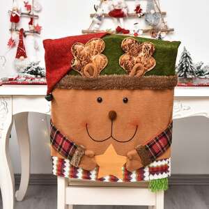 Christmas reindeer chair back cover, festive holiday decor for dining chairs - Nonbrand Christmas Decoration