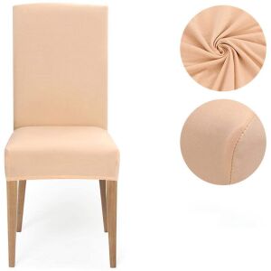 Beige stretch chair cover for dining room chairs, washable and reusable - Decoration