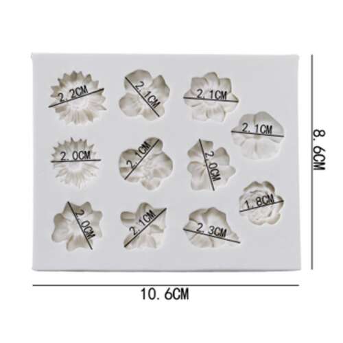 Szilikon fondant forma 11 különböző virág formájához, tökéletes torták és cupcakes díszítéséhez