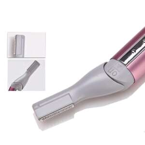 Közelkép a rózsaszín elektromos arcszőrtelenítőről nőknek, szemöldök trimmelő, 3 tartozékkal - Testszőrnyíró