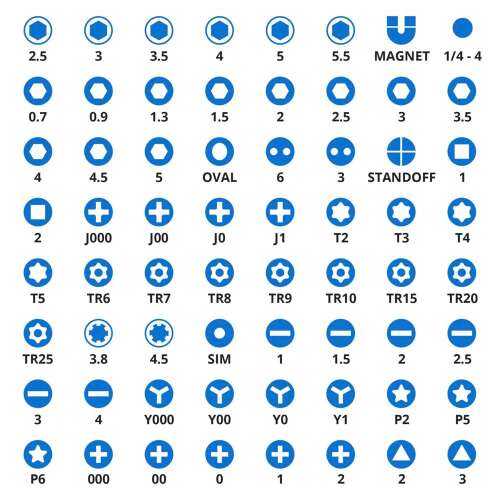 iFixit Mako Precíziós Bit Készlet, 64 darabos csavarhúzó készlet mágneses nyéllel, különféle méretű és típusú bittel az elektronikai javításhoz