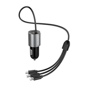 Dudao R5Pro 1x USB, 3.4A încărcător auto + cablu 3in1 USB-C / Micro USB / Lightning (gri) 48347665 Incarcatoare auto